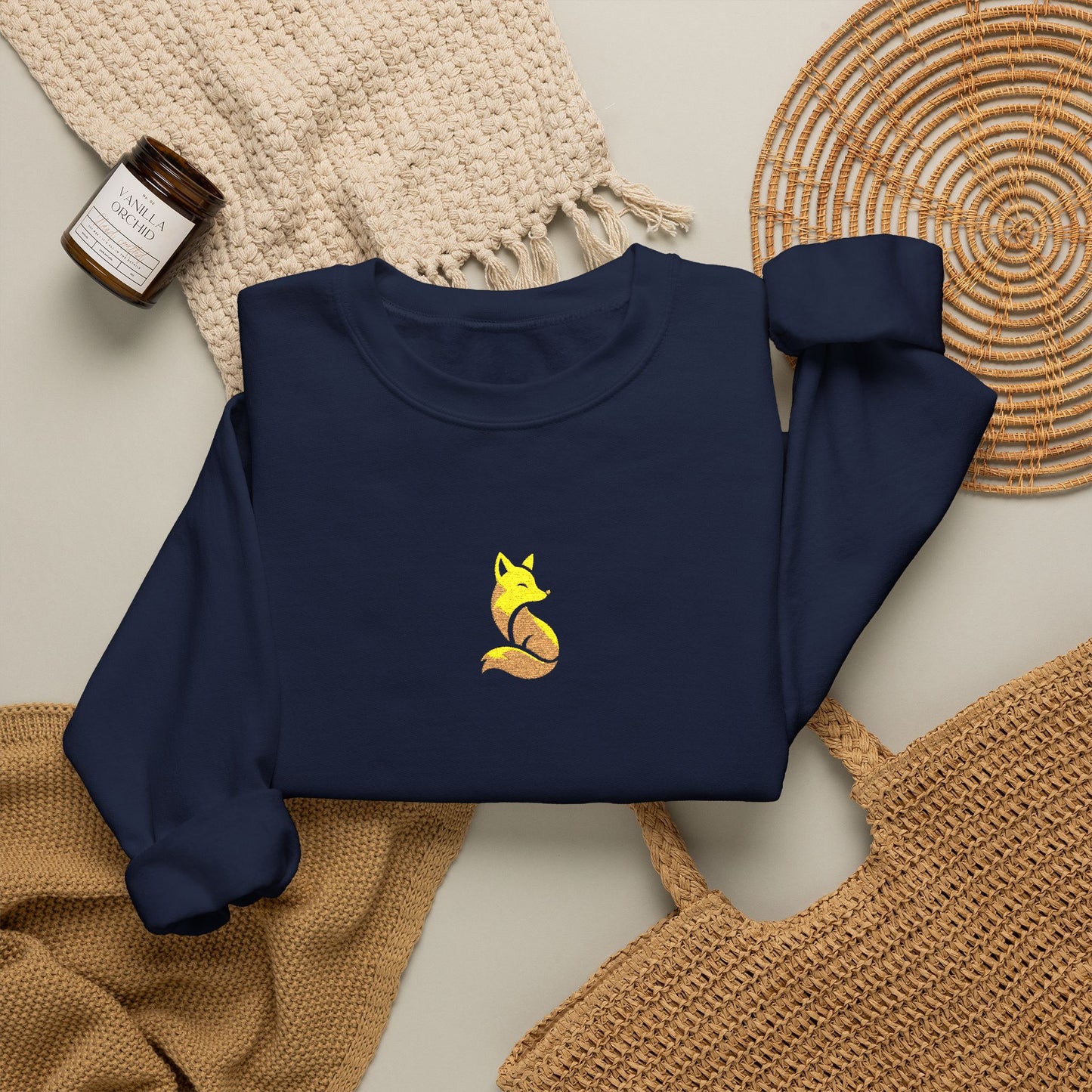Woodland Fox Embroidered Crewneck Sweatshirt