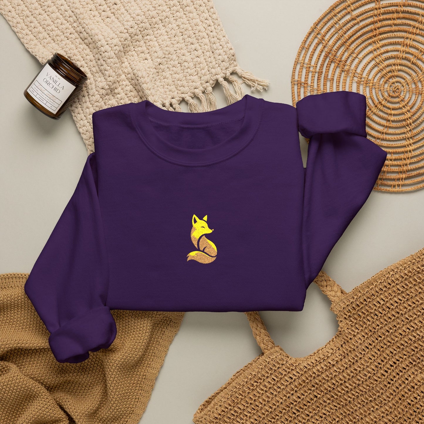 Woodland Fox Embroidered Crewneck Sweatshirt