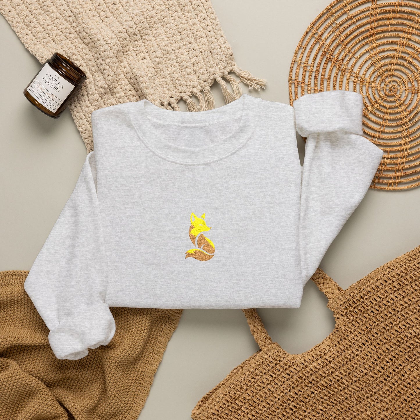 Woodland Fox Embroidered Crewneck Sweatshirt